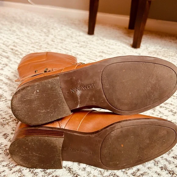 Nine West Brown Blogger Leather Knee High Boots Women’s Size 7 - Picture 11 of 14